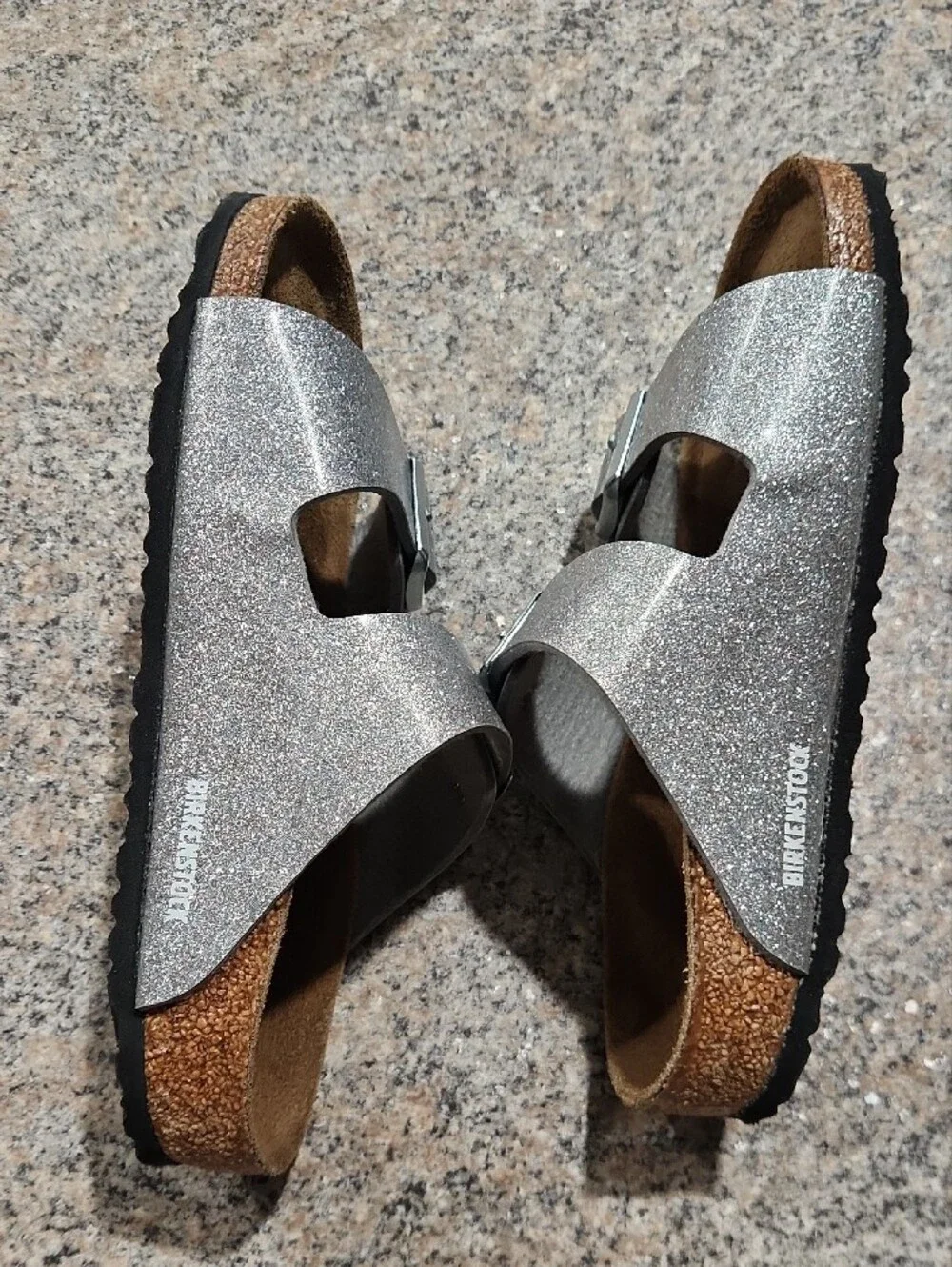 Birkenstock Kids Silver Glitter Double-Buckle Sandals Size EU 33 US 2-2.5